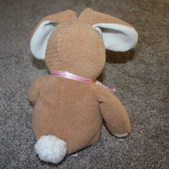 Commonwealth Tan Plush Bunny Pink Bow 16" Toy - Picture 3 of 5